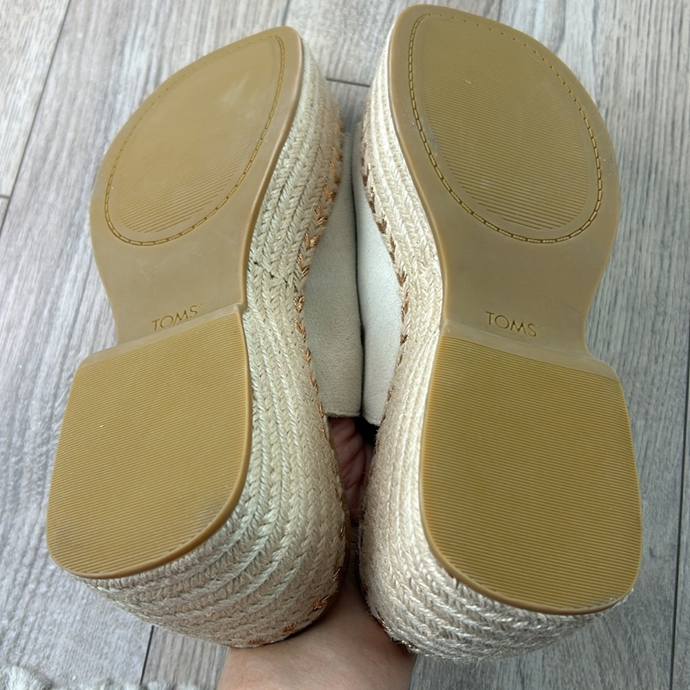 New Nwot TOMS Genuine Leather Women's Laila Espadrille Platform Mule Slide 10 - Picture 13 of 13